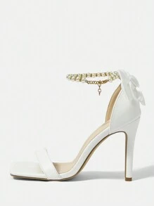 CUCCOO HITCHD Giày cao gót quai mắt cá chân Stiletto cho giày cao gót tốt nghiệp mùa hè Giày cao gót dự tiệc Giày đi nghỉ Tiệc mùa hè Giày phong cách tuyệt đẹp Baddie Chic Giày mùa xuân Kỳ nghỉ xuân Phục sinh - trắng - Xem 2