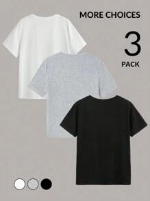 SHEIN LUNE Bộ 3 áo thun nữ cổ tròn tay ngắn in chữ New York USA, phù hợp cho mùa hè - Nhiều màu - Xem 8