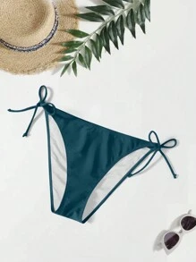 SHEIN Swim Women Bikini Bottom With Side Knot, Suitable For Summer Beach Vacation Bathing Suit Bottoms