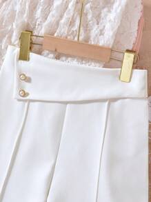 SHEIN Pantalones Capri de pierna ancha blanco casual para chica adolescente para uso diario y en el trabajo