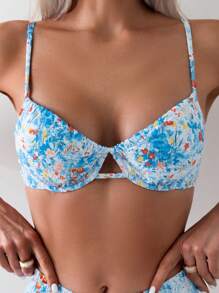 SHEIN Swim Summer Beach Small Flower Print Spaghetti Strap Bikini Set Random Print - Multicolor - View 5