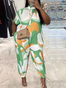 SHEIN LUNE Women Plus Size Jumpsuit With Random Print