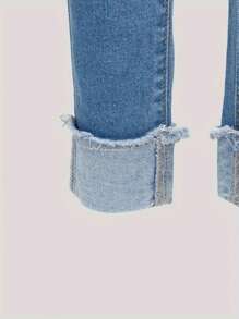 Jeans décontractés effilés et déchirés pour jeunes filles