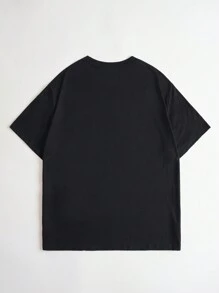 Manfinity Dauomo Men\ Summer Sports Leisure Short Sleeve T-Shirt With Portrait Print - Black - View 2