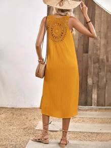 SHEIN Clasi Spring/Summer Holiday Apricot Lace Women's Long Dress