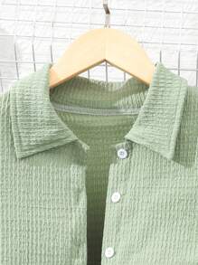 Teen Girl Simple & Refreshing Daily Two Pieces Set - Green - View 3