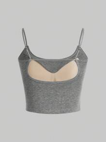 SHEIN Essnce 3 Miếng Lót Ngực Áo Lót Dây Đeo Miễn Phí Slim Fit Nữ Yếm - màu đen - Xem 13