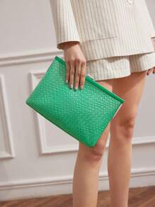 MOTF PREMIUM Bolsa Clutch Feminina Com Textura Dourada - Verde - Visão 6
