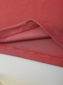 INAWLY Rib-knit Crop Tank Top - Dusty Pink - View 4