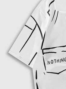 ROMWE MEN Street Life Męska letnia, swobodna, zabawna, krótka koszula z nadrukiem, do szkoły