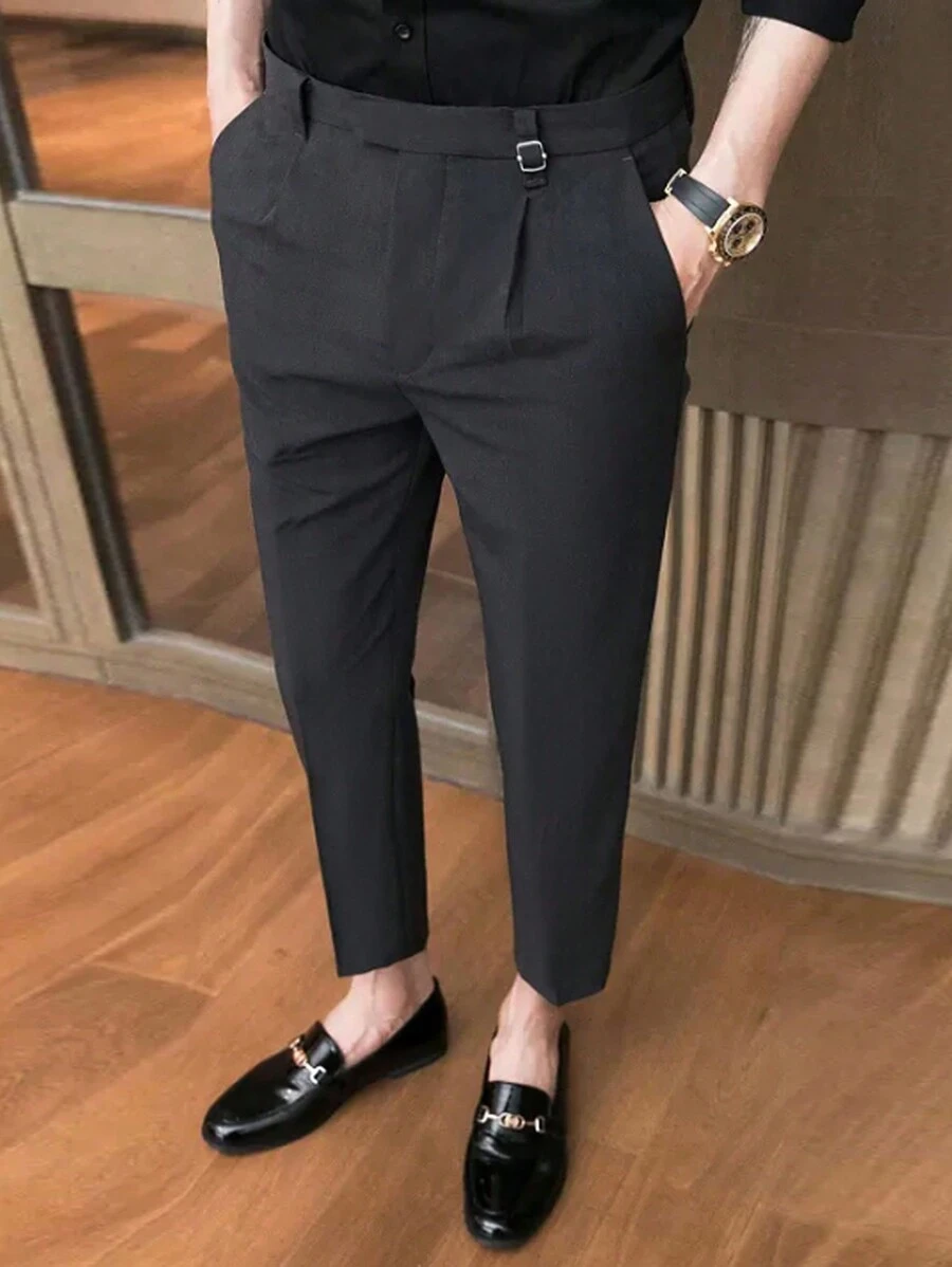 Manfinity Mode Men Slant Pocket Suit Pants - Black - View 1