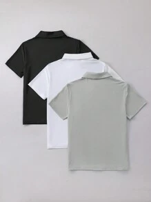 SHEIN Camisa polo de manga corta de unicolor para niño preadolescente para el verano