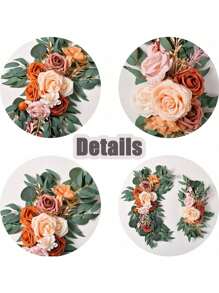 Lingqing Decoration Artificial Wedding Arch Flowers Kit, Set Of 2 Faux Rose Flower Swags For Wedding Welcome Signs Floral Decorations And Wedding Ceremony Arrangements Reception Backdrop Floral Decoration, Valentine Day, Gift Gifts Birthday Graduation