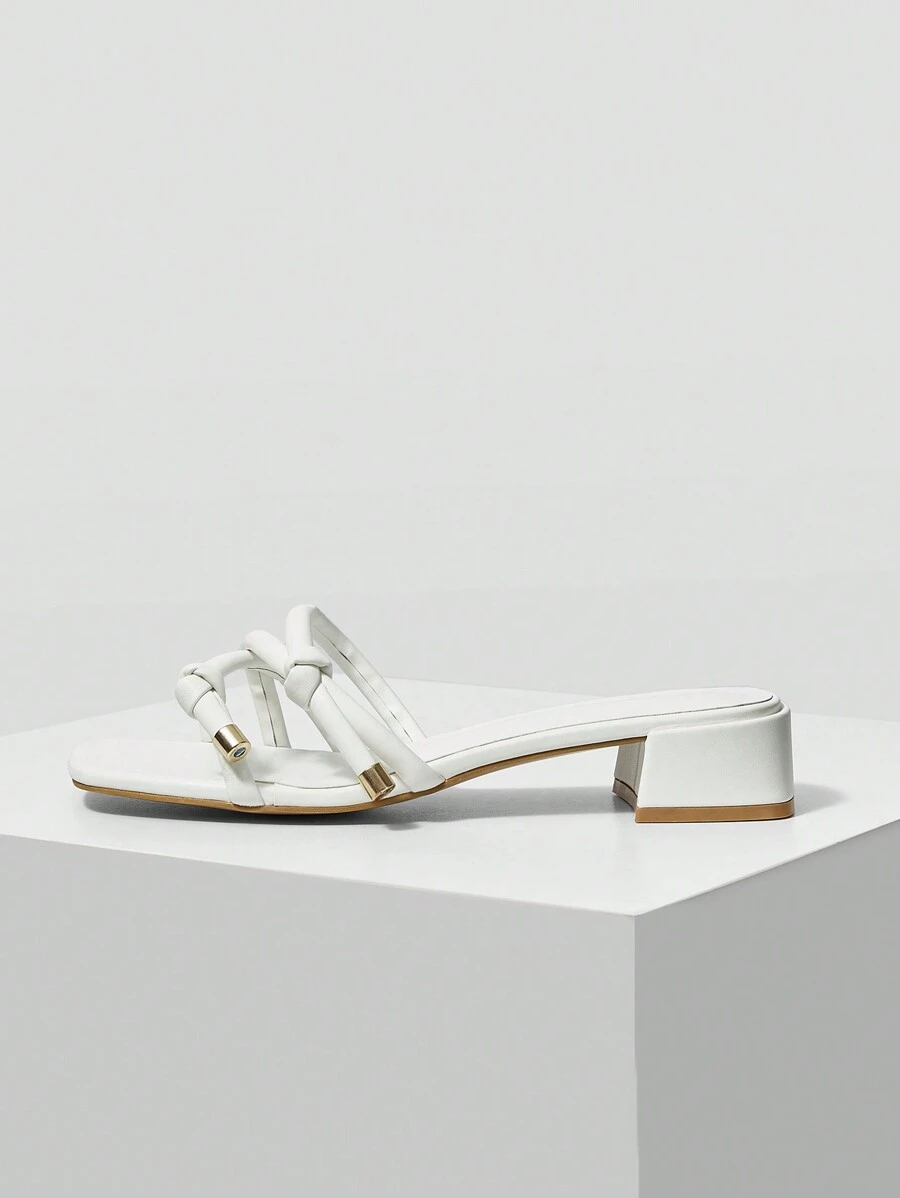 MOTF PREMIUM 女士方头方跟简约舒适平底凉鞋度假鞋夏季、春季鞋 - 白色 - 查看 2