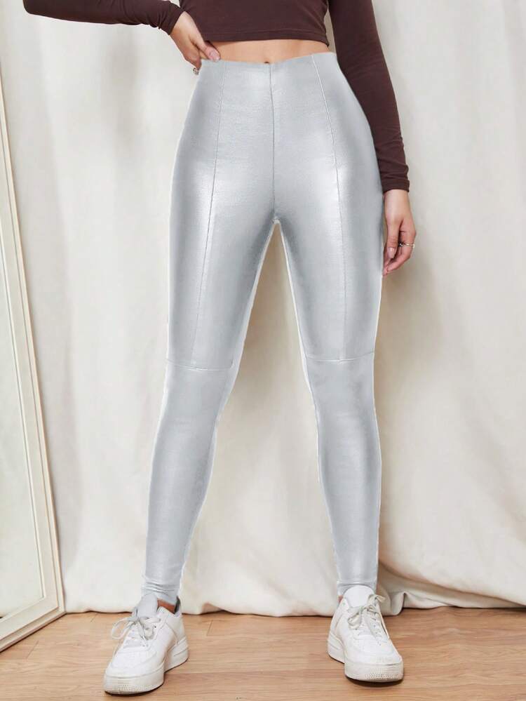 Women's Fashion Metallic Skinny Pants For Autumn Fall Cloth For Women