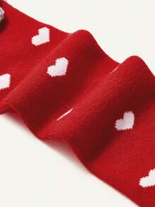 SHEIN 2 Pairs Of Infant/Toddler Red Heart 3D Pom-Pom Accessory Socks, Suitable For Holidays And Daily Outings - Red - View 6