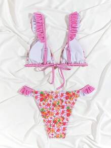 SHEIN Swim Bikini Set With Random Print Bra & Bikini Set Bottom Bikini Set For Summer Beach - Multicolor - View 5