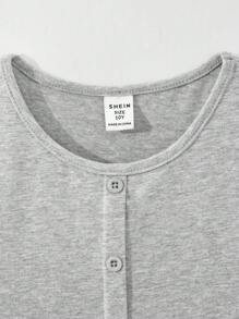 SHEIN 青少女針織純色圓領休閒裙 - 淺灰色 - 查看 4