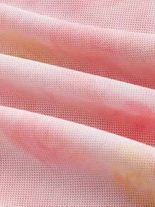 SHEIN MOD 女士粉色花卉扎染春季上衣彼得潘领衬衫 - 粉色 - 查看 3