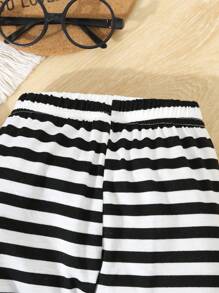 Conjunto de 2 piezas para bebé niño - body casual con cuello redondo de estampado de letras y pantalón largo con patrón de corazones rayados - Multicolor - Ver 5