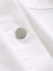 DAZY 女士時尚純色牛仔外套和褲子套裝 - 白色 - 查看 3