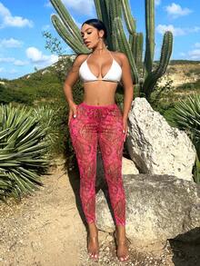 SHEIN SXY Quần legging in họa tiết Paisley lưng thun phong cách nghỉ dưỡng - Nhiều màu - Xem 5