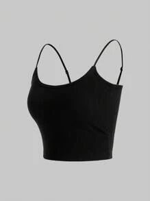 SHEIN Essnce 3 Miếng Lót Ngực Áo Lót Dây Đeo Miễn Phí Slim Fit Nữ Yếm - màu đen - Xem 10