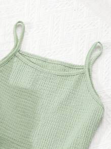 Teen Girl Simple & Refreshing Daily Two Pieces Set - Green - View 4