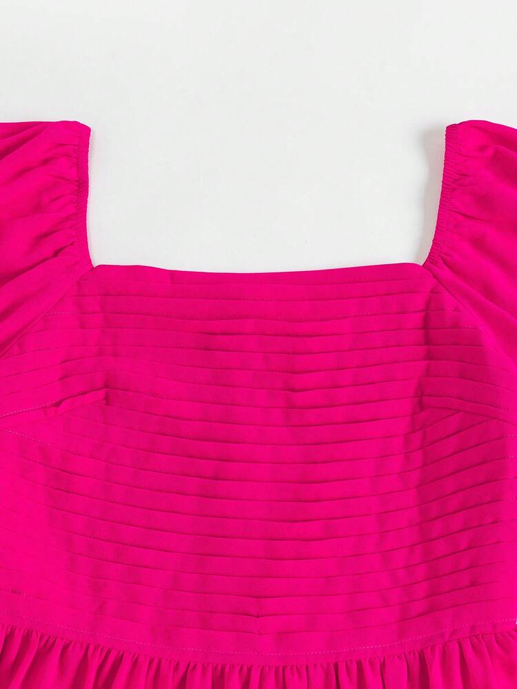 Mommy & Me,Mother And Daughter,Women's Rose Bubble Sleeve A Hem Romantic Summer Short Dresses,Mother's Day Clothing