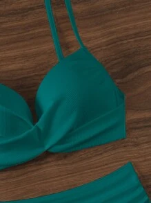SHEIN Swim Ladies Fashionable Summer Beach Vacation Style Bikini Set (With Steel Support)