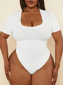 Slaydiva Plus Size Bodysuits - 白色 - 查看 5
