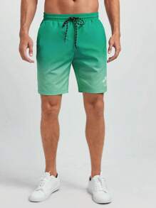 Manfinity RebelGame Woven Gradient Color Casual Shorts For Summer Beach Vacation