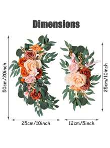 Lingqing Decoration Artificial Wedding Arch Flowers Kit, Set Of 2 Faux Rose Flower Swags For Wedding Welcome Signs Floral Decorations And Wedding Ceremony Arrangements Reception Backdrop Floral Decoration, Valentine Day, Gift Gifts Birthday Graduation