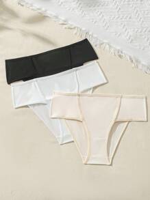 SHEIN Pantalones Cómodos De Triángulo Liso Para Mujeres, 3 Piezas/paquete