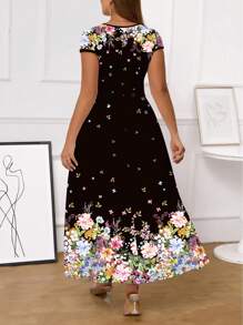 SHEIN Clasi 大码长款花卉印花度假连衣裙 - 彩色 - 查看 2