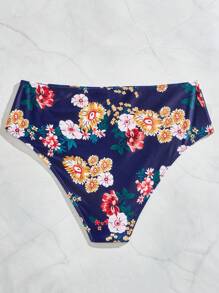Swim Lushoire Hơn 1 Miếng In hoa Đáy bikini Không có bikini top - Màu xanh hải quân - Xem 2