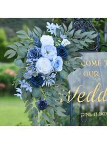 Lingqing Decoration 2pcs, Purple Artificial Flower, Wedding Welcome Arch Decor Flower, Wedding Reception Ceremony Signs, Aesthetic Room Decor, Home Decor