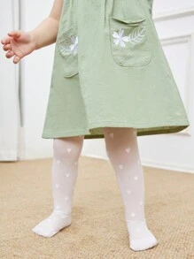 Cozy Pixies 2pairs/Set Girls' 20d Core-Spun Silk Thin Heart Print Pantyhose Tights, For Daily Life And As A Base Layer For Summer