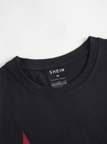 Manfinity Dauomo Men\ Summer Sports Leisure Short Sleeve T-Shirt With Portrait Print - Black - View 3