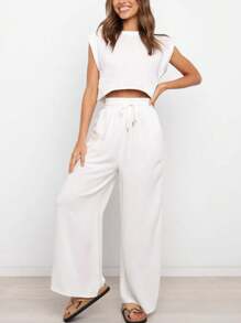 SHEIN Essnce 夏季两件套服装 - 白色 - 查看 2