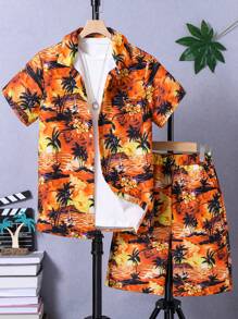 Teen Boy Beach Vacation Style Outfit Set - Multicolor - View 1