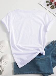 INAWLY T-shirt décontracté à manches courtes à col rond imprimé araignée pour femme en été