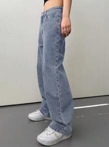 DAZY Jeans rectos de ajuste holgado, ropa de vuelta al colegio - Lavado ligero - Ver 3