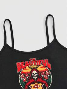 MFA ART STUDIO Sọ Và In Nấm Cami ngọn Và Quần short Bộ mặc nhà - màu đen - Xem 4