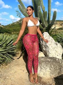SHEIN SXY Quần legging in họa tiết Paisley lưng thun phong cách nghỉ dưỡng - Nhiều màu - Xem 3