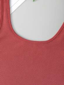 INAWLY Rib-knit Crop Tank Top - Dusty Pink - View 3