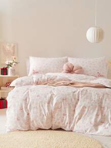 3pcs Pink Leopard And Heart Printed Duvet Cover Set, Creative & Chic Valentine's Day Home Decor,  Sweet Wedding Essentials - Red and White - View 8