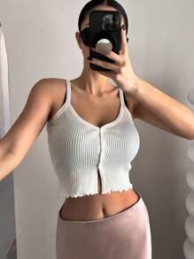 DAZY Women Sleeveless Knit Top With Side Slit