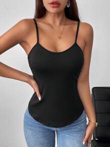 Firerie Haut Cami noir sexy sans manches avec lien pour l'été
