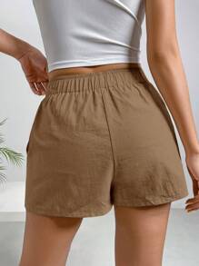 SHEIN EZwear Women Elastic Waist Plain Simple Summer Shorts